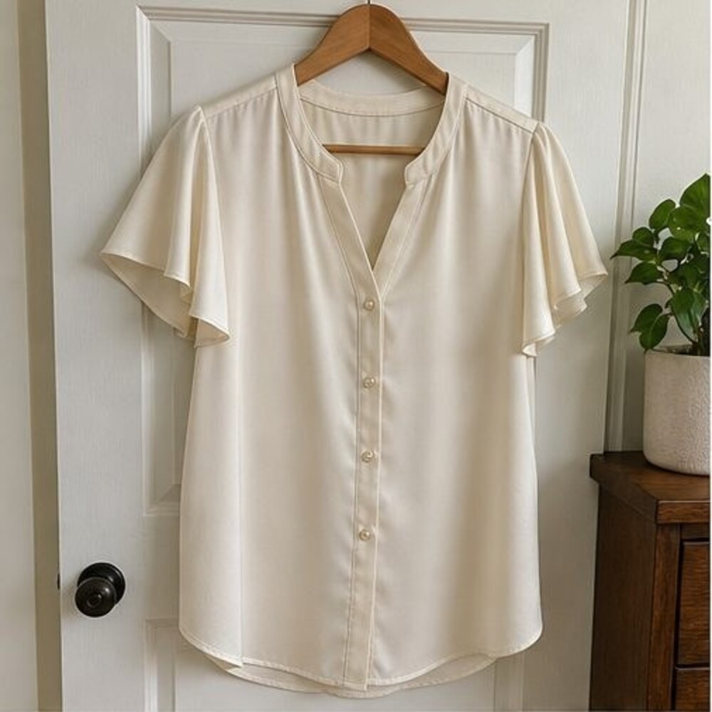 Cream Smocked Top